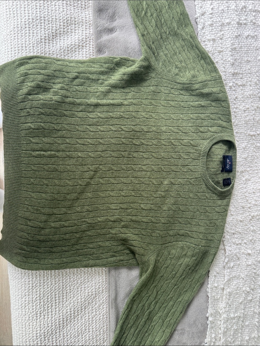 Allen Solly Olive Green Cable Knit Crewneck Sweater